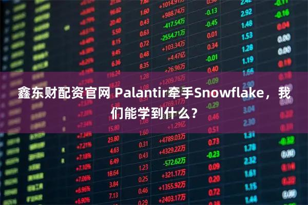 鑫东财配资官网 Palantir牵手Snowflake，我们能学到什么？